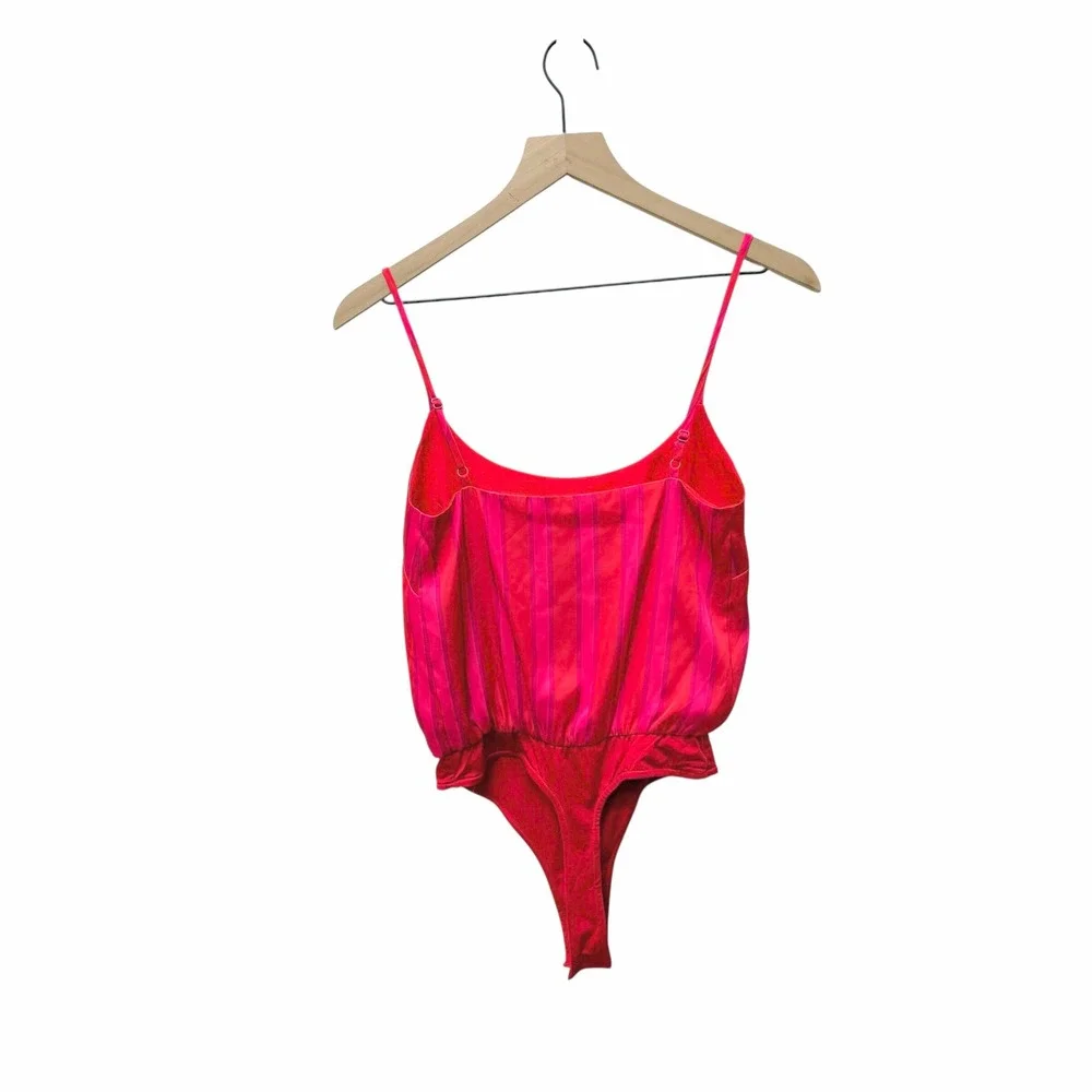 Lovers‎ + Friends Red Pink Striped Bodysuit and Wide Leg Pants Set XS XXS